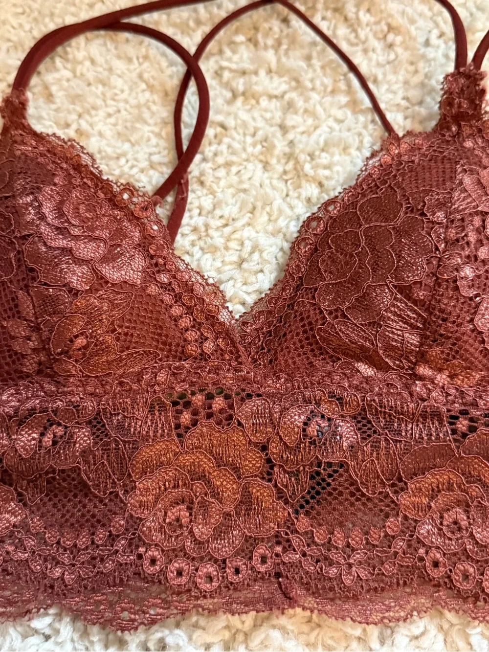 Urban Outfitters Lace Bralette in Deep Rust small